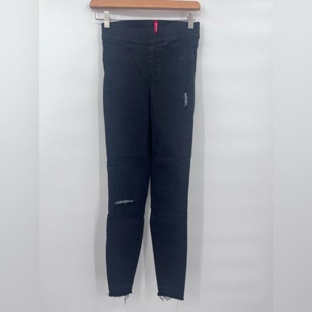 SPANX BY SARA BLAKLEY DISTRESSED ANKLE RAW HEM JEGGINGS XS